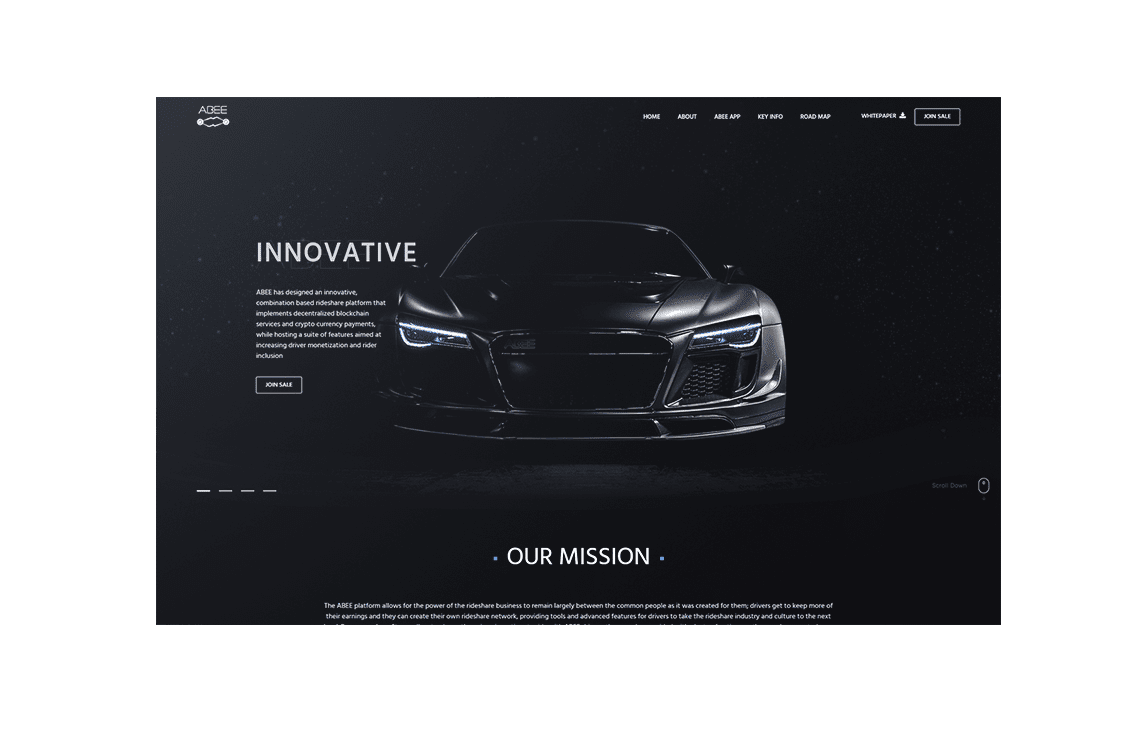 Abeeride - Посадочная страница для проведения ICO кампании и покупки крипто-токенов