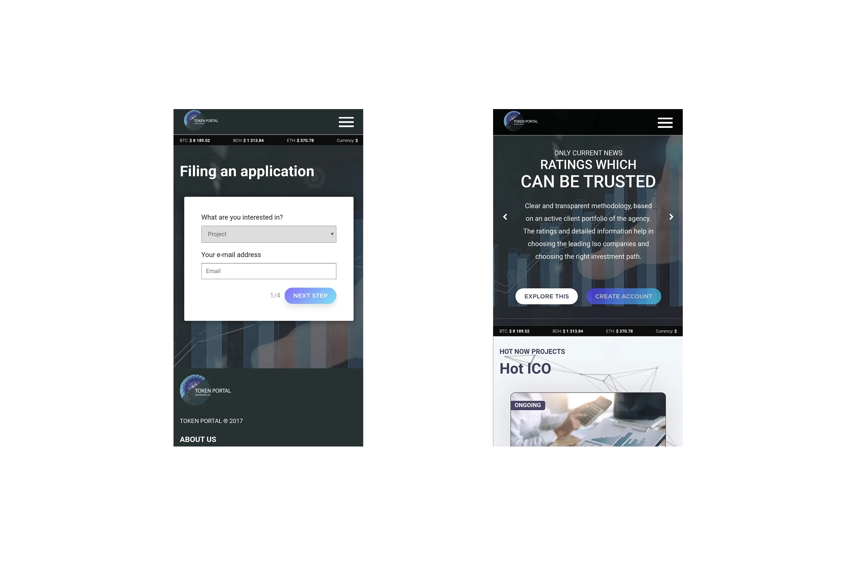 TokenPortal - Портал по криптовалюте с расширенным функционалом